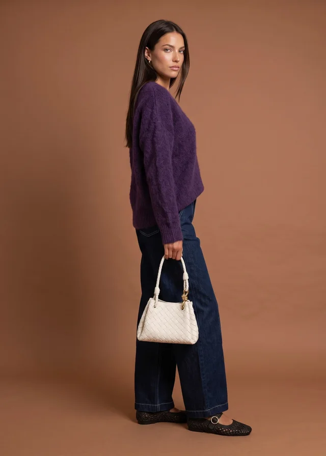 Urban Bliss Purple Wool Blend V Neck Jumper