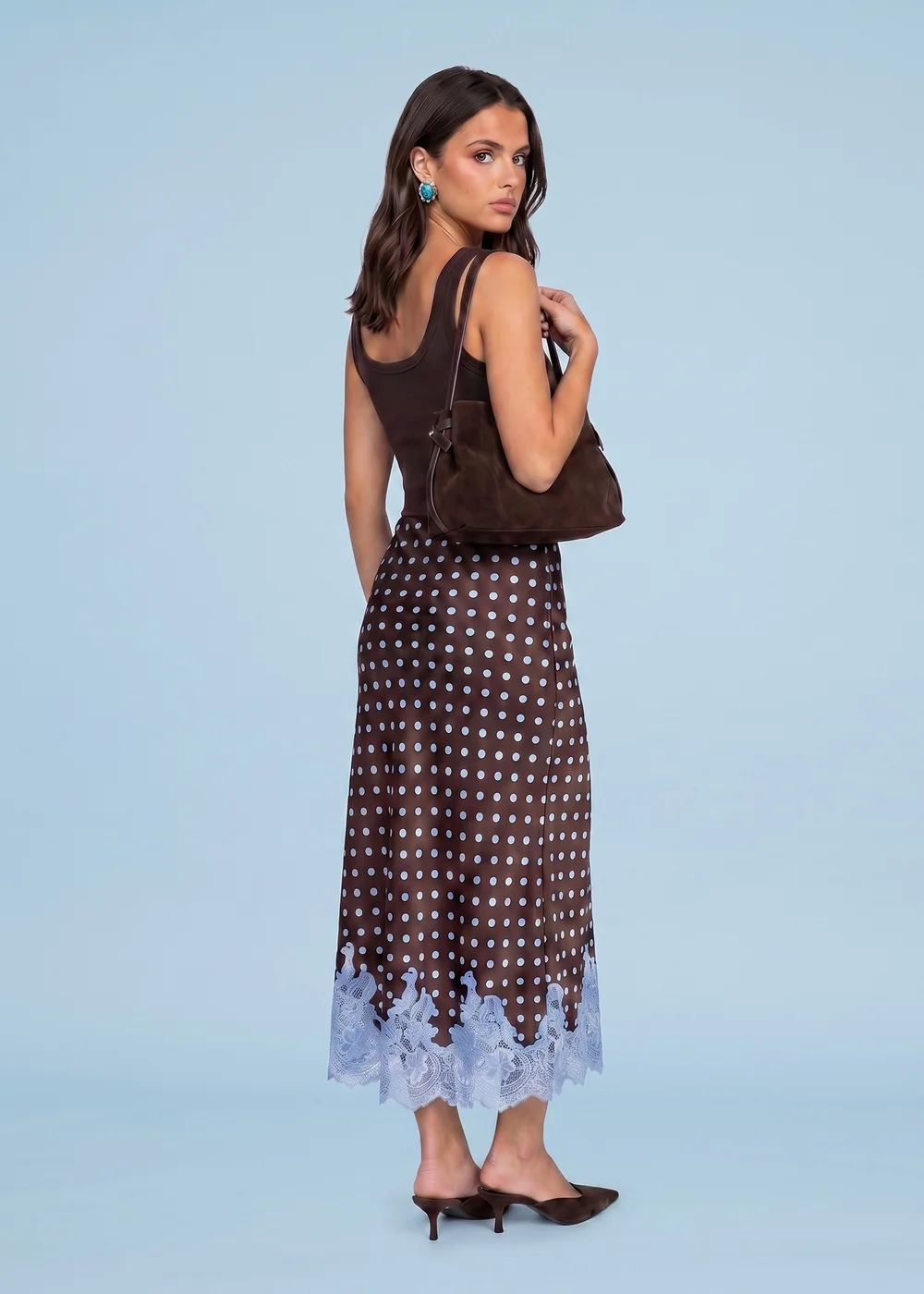 Urban Bilss Brown Lace Spot Maxi Skirt - 16 Image 2