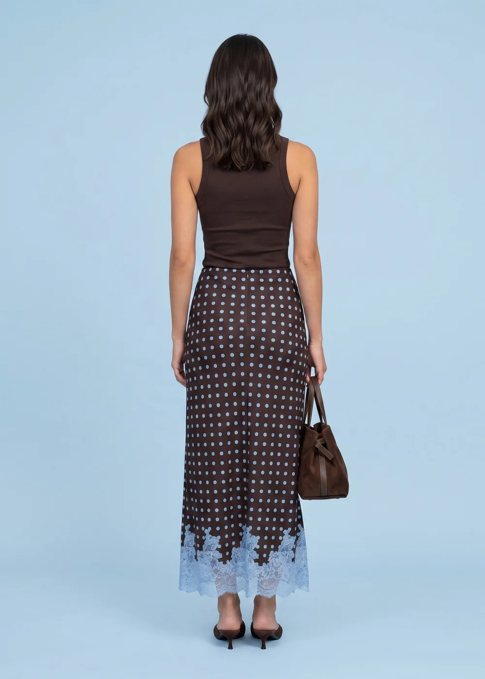 Urban Bilss Brown Lace Spot Maxi Skirt - 16 Image 3