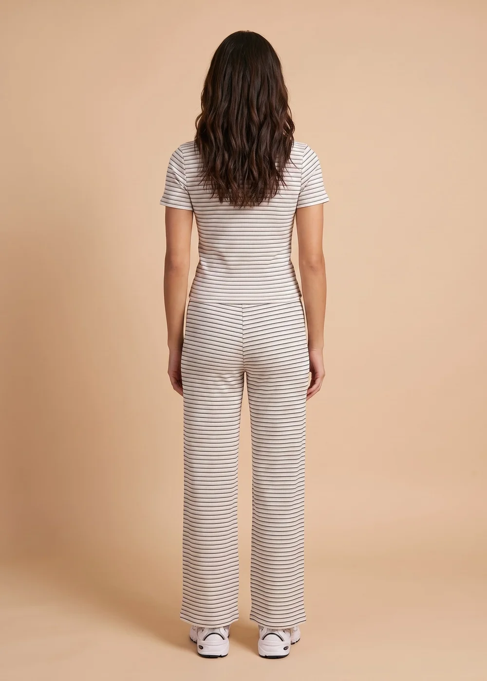 Urban Bliss Brown Ribbed Stripe Wide Leg Trouser - 14 Image 3