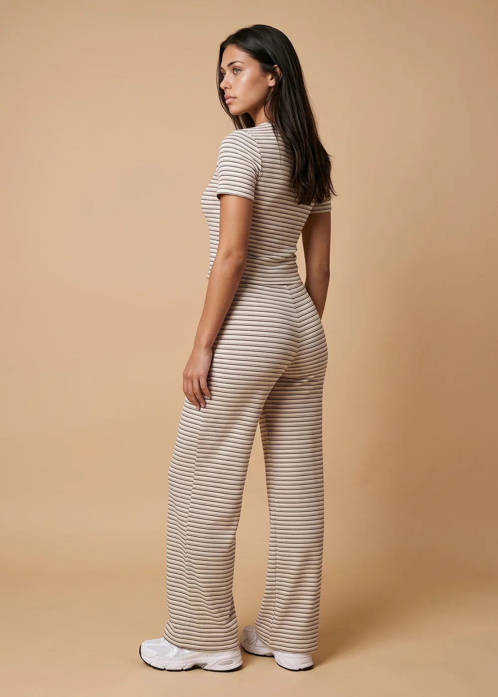 Urban Bliss Brown Ribbed Stripe Wide Leg Trouser - 14 Image 2