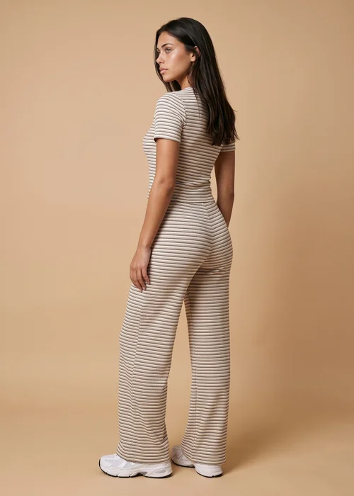 Urban Bliss Brown Ribbed Stripe Wide Leg Trouser - 14 Image 2
