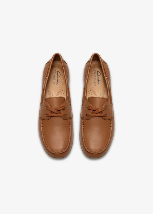 Clarks Womens Brown Elliotte Boat Leather Standard - 6.5 Image 6