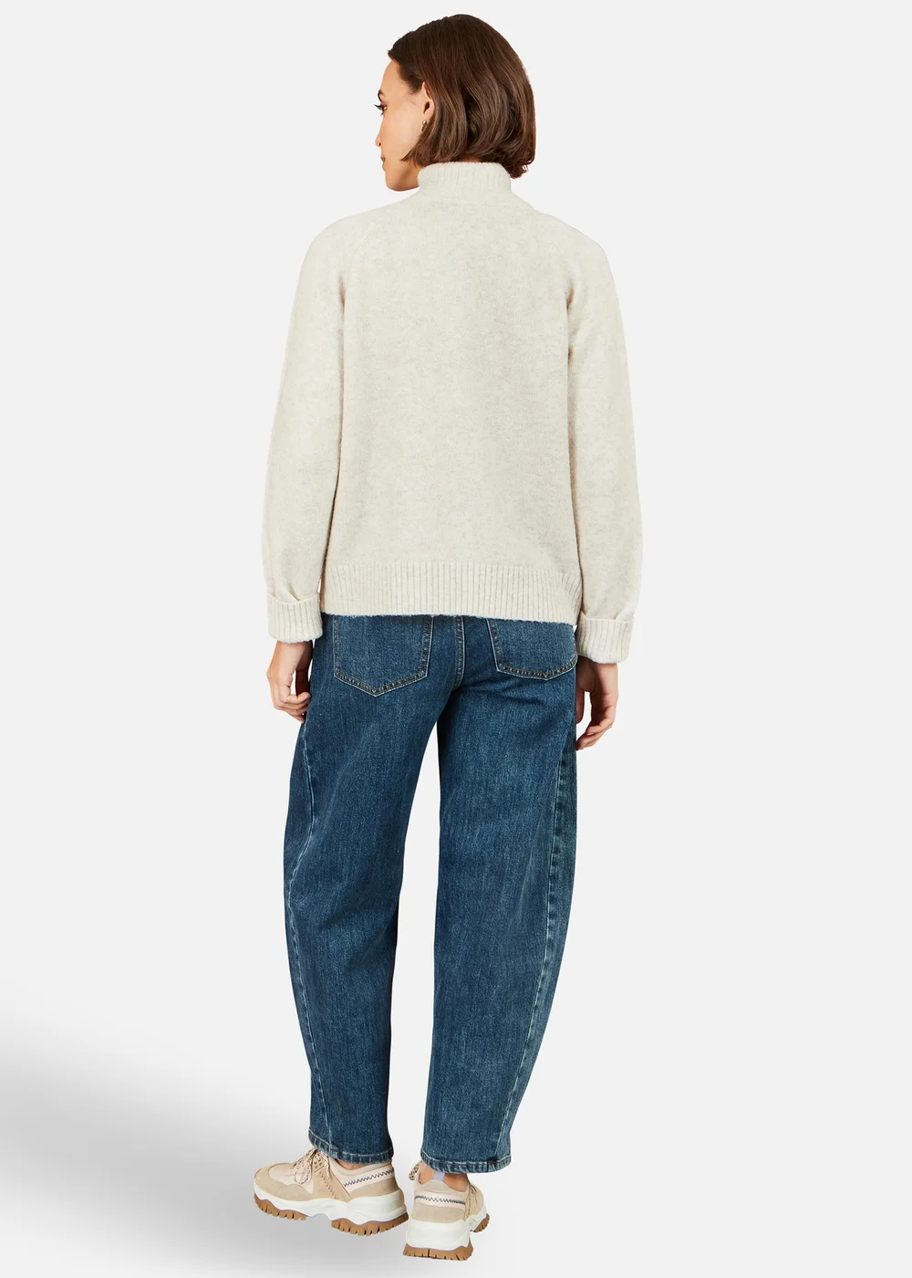 Yumi Oatmeal Zip Up Cardigan - S Image 2