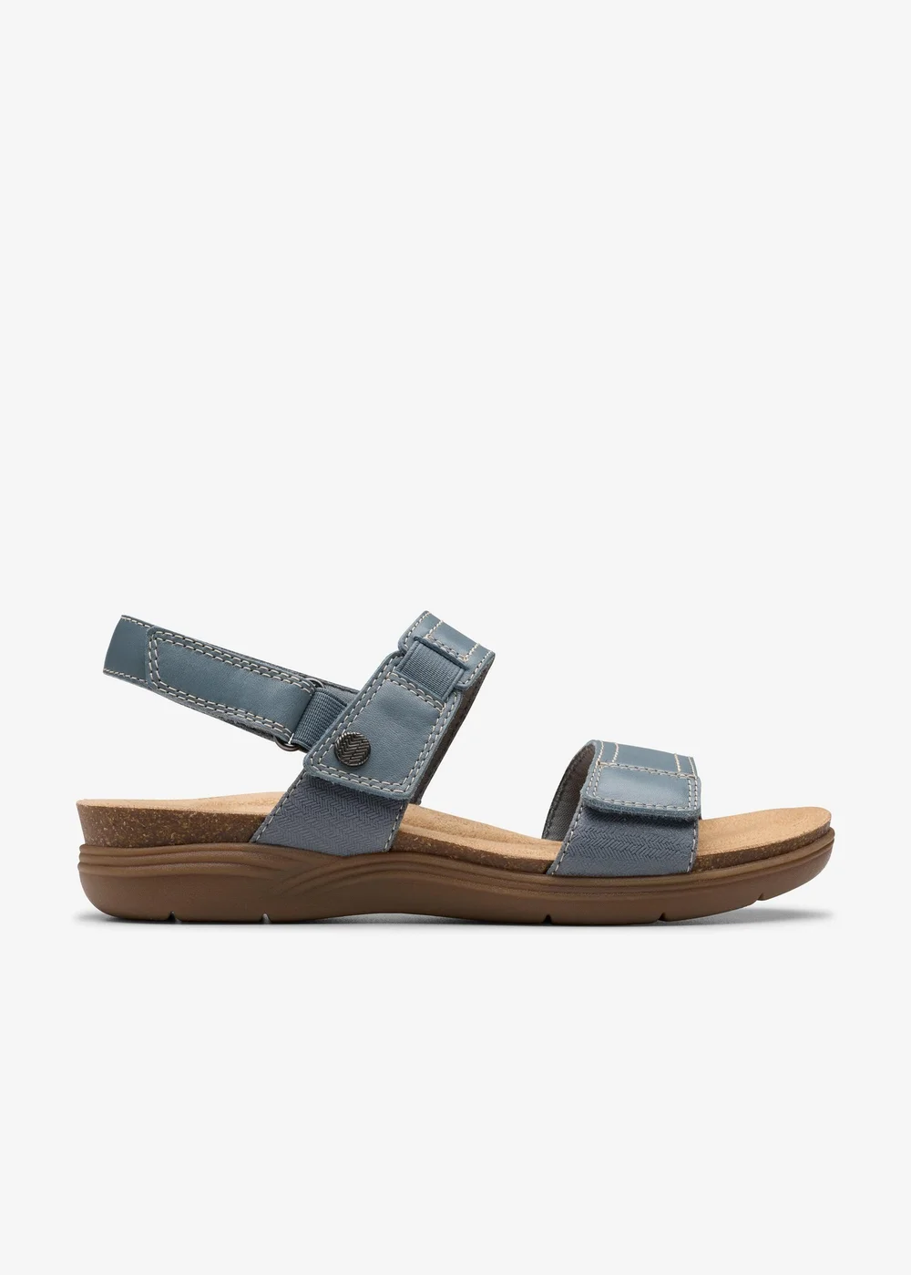 Clarks Womens Blue April Clover Leather Standard - 3 Image 1