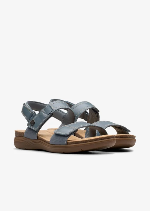 Clarks Womens Blue April Clover Leather Standard - 3 Image 4