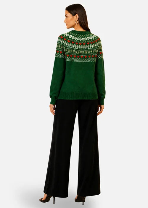 Yumi Green Relaxed Fairisle Jumper - L Image 2