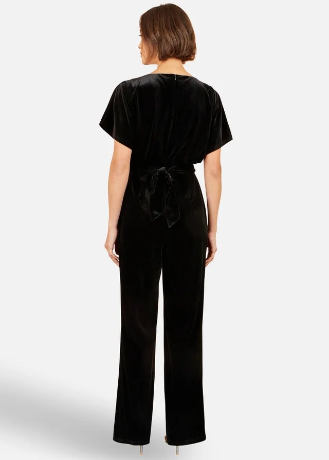 Yumi Black Velvet Jumpsuit With Embellishment