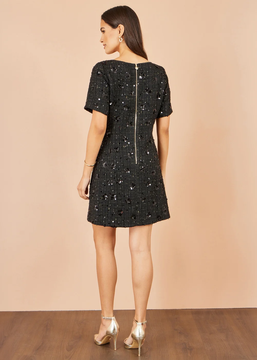 Yumi Black Boucle Sequin Bow Mini Dress - 10 Image 2