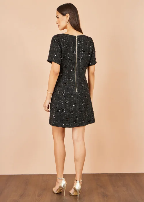 Yumi Black Boucle Sequin Bow Mini Dress - 10 Image 2