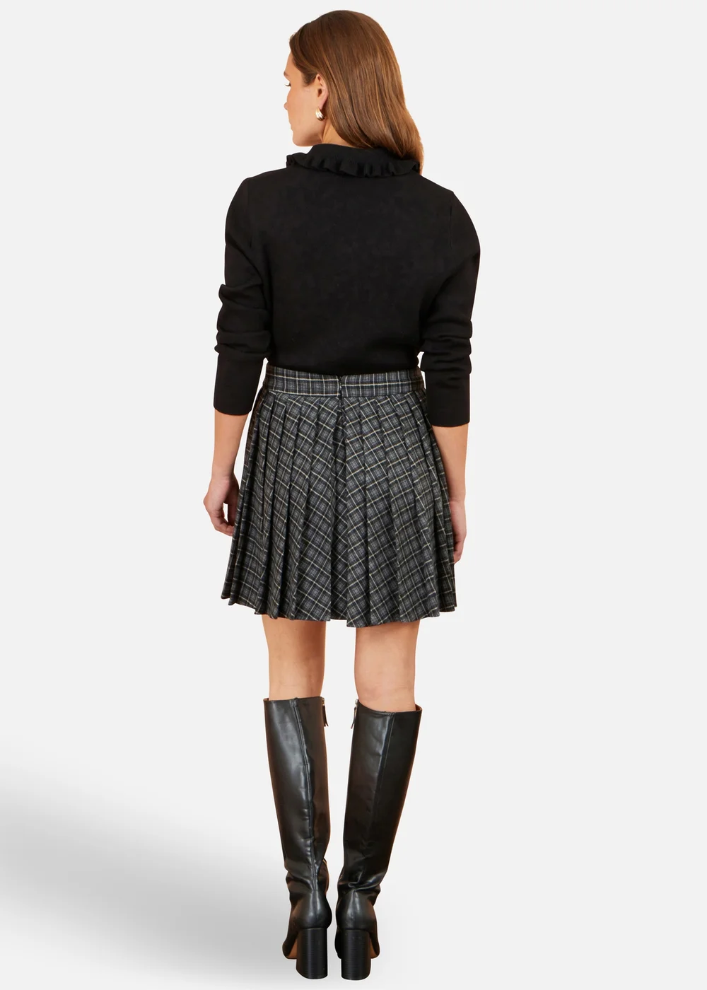 Yumi Black Check Pleated Mini Skirt - 8 Image 2
