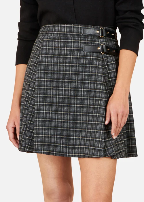 Yumi Black Check Pleated Mini Skirt - 8 Image 3