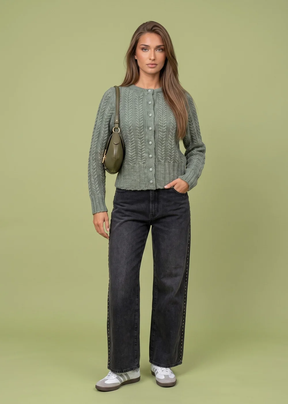 Urban Bliss Wool Blend Cabled Cardigan - S Image 1