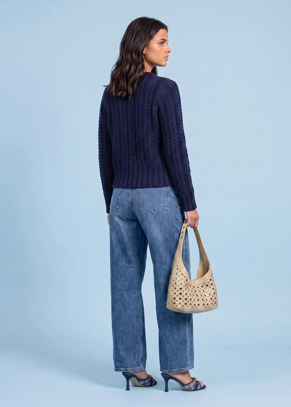 Urban Bliss Wool Blend Cabled Cardigan - M Image 3
