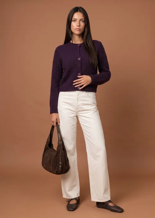 Urban Bliss Purple Wool Blend Cropped Cardigan - L Image 1