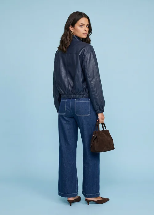 Urban Bliss Navy PU Oversized Jacket - 16 Image 3