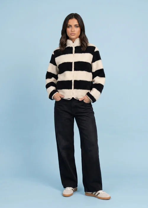 Urban Bliss Black Stripe Fleece Jacket - 12 Image 1