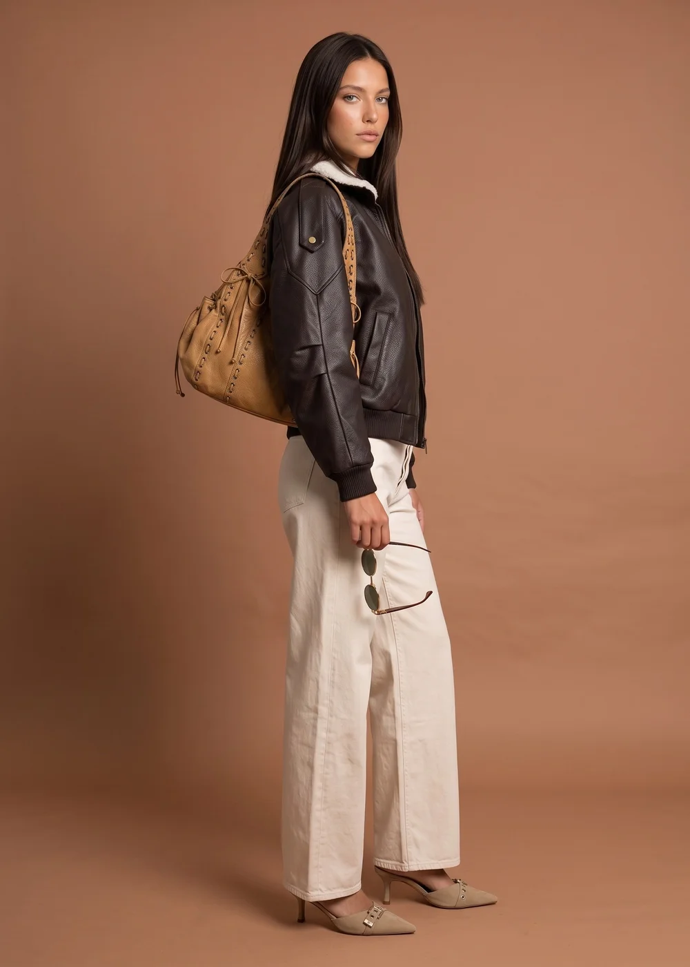 Urban Bliss Chocolate PU Borg Bomber Jacket - 16 Image 2