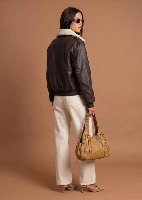 Urban Bliss Chocolate PU Borg Bomber Jacket - 16 Image 3
