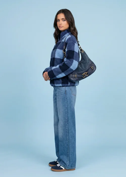 Urban Bliss Navy Check Fleece Jacket - 16 Image 2