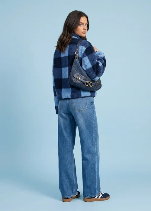 Urban Bliss Navy Check Fleece Jacket - 16 Image 3