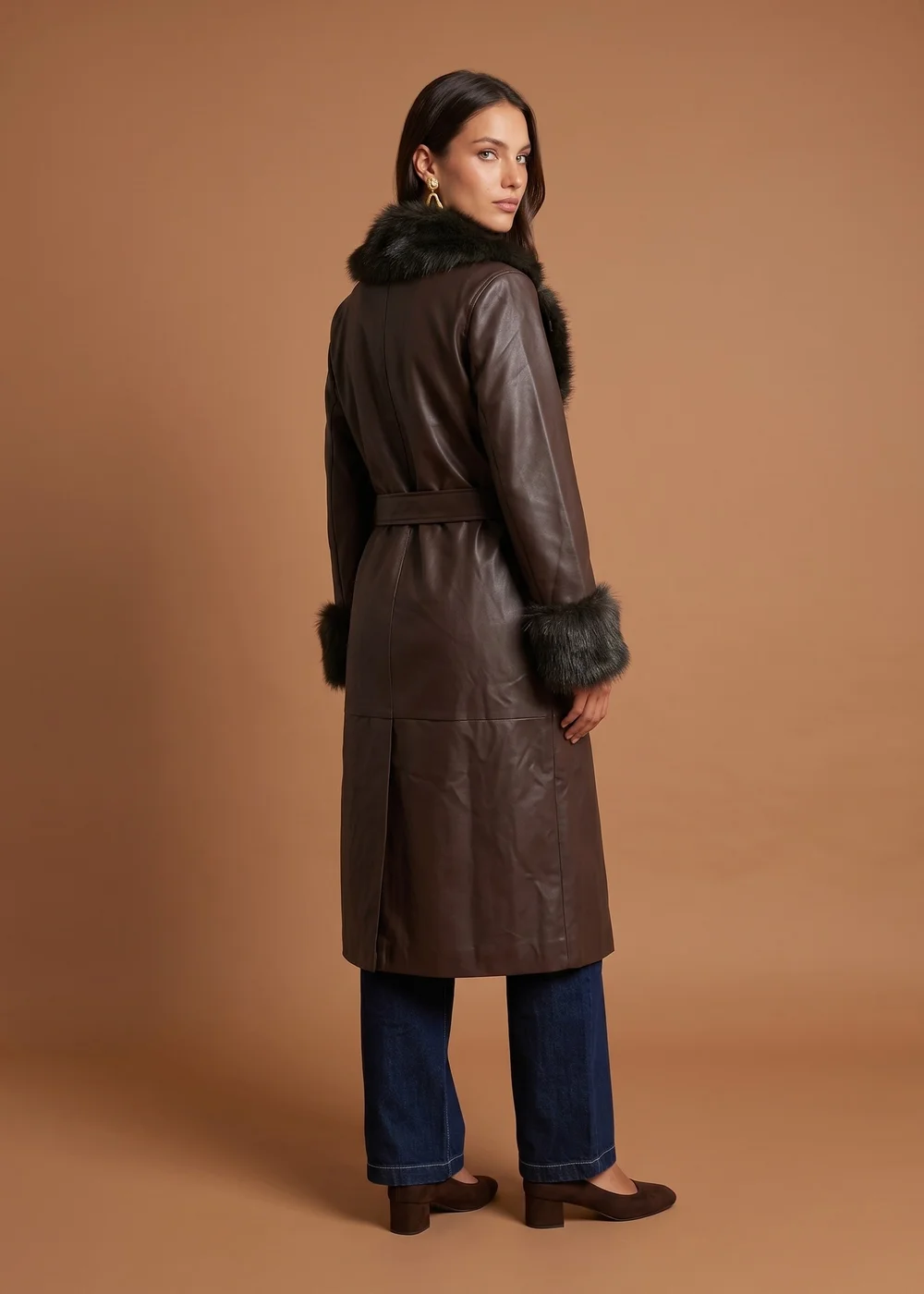 Urban Bliss Chocolate PU Fur Cuff Jacket - 10 Image 2