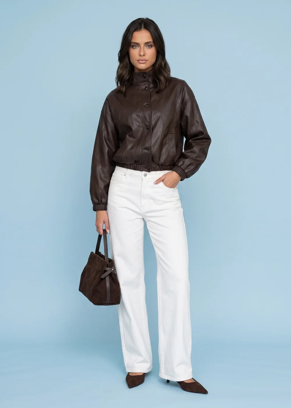 Urban Bliss Chocolate PU Oversized Jacket - 8 Image 1