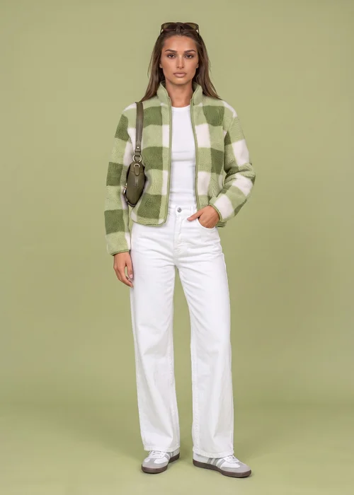 Urban Bliss Matcha Check Fleece Jacket - 8 Image 1