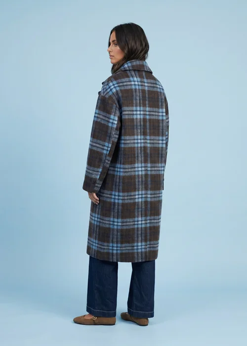 Urban Bliss Blue Wool Blend Check Longline Coat - 16 Image 3