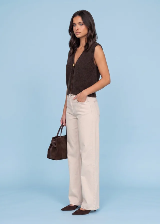 Urban Bliss Chocolate Wool Blend One Button Vest