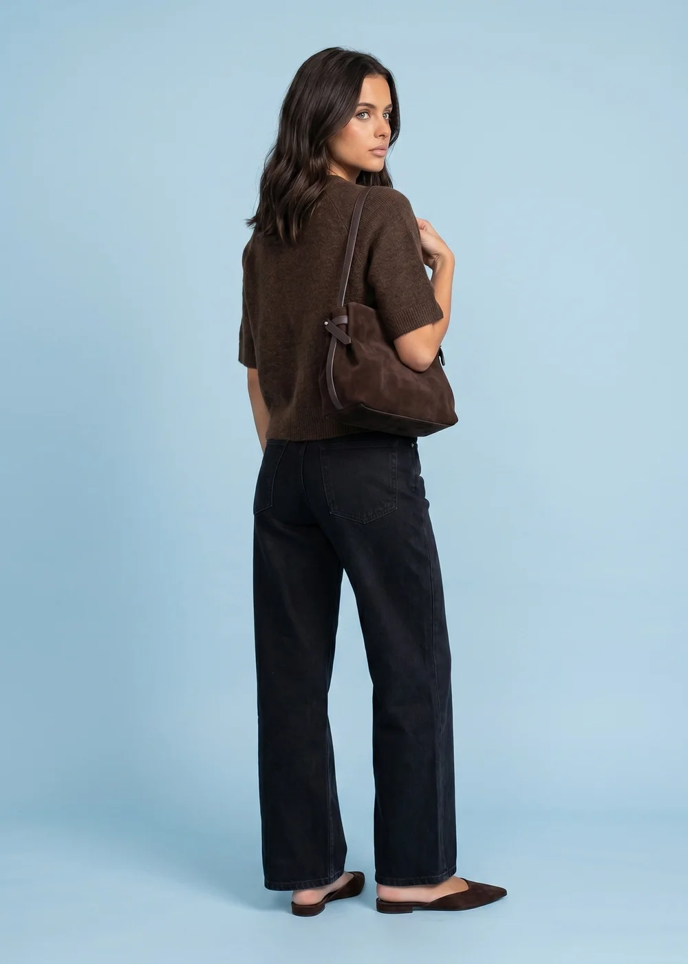 Urban Bliss Chocolate Wool Blend Short Sleeved Cardigan - L Image 3
