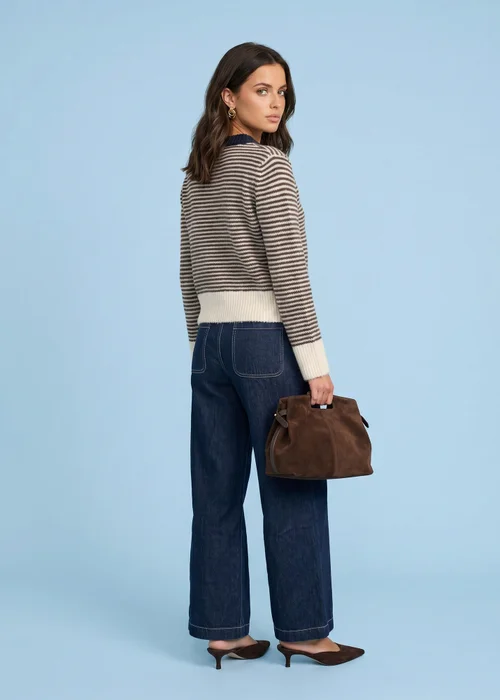 Urban Bliss Wool Blend Stripe Contrast Cardigan - M Image 2