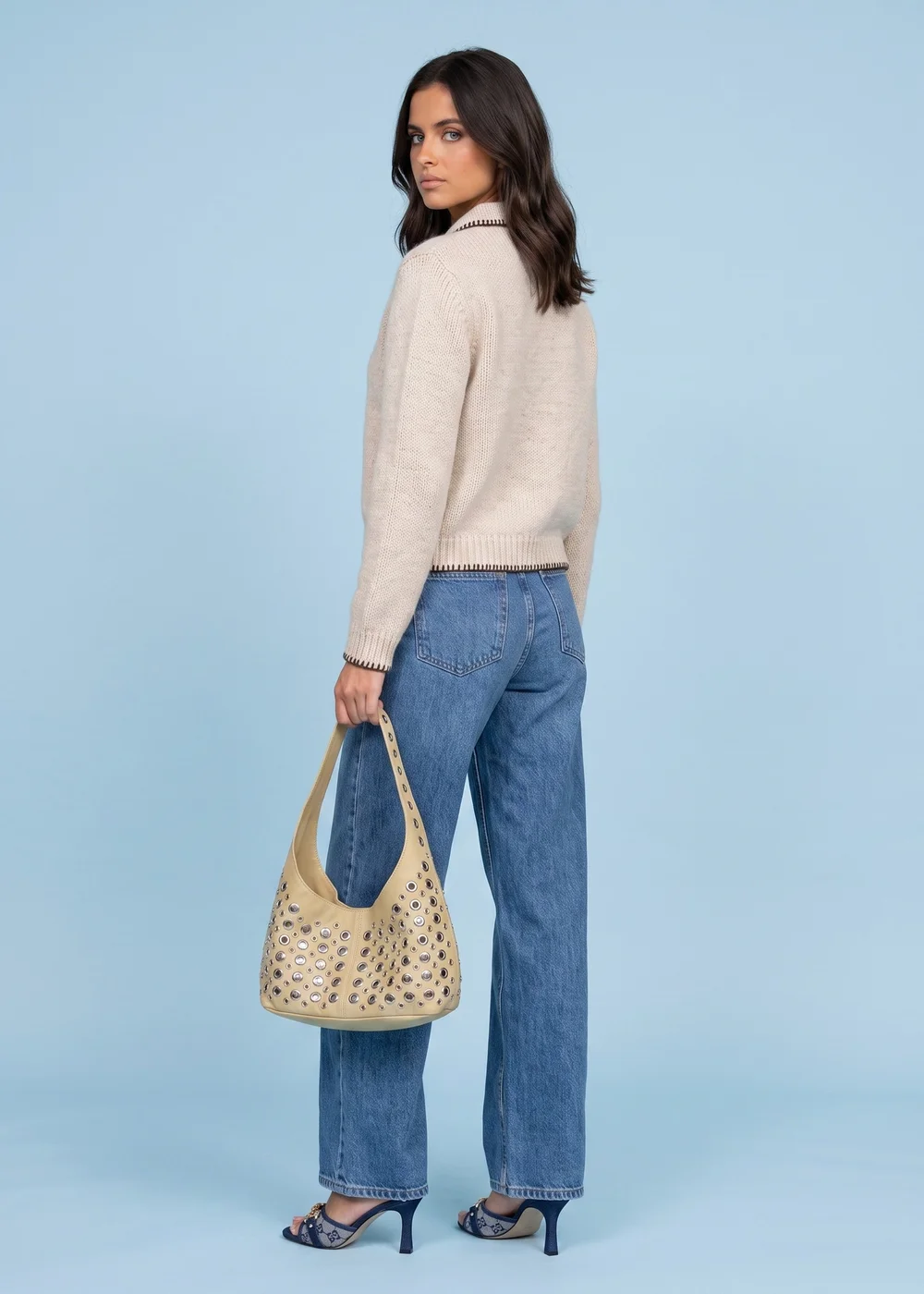 Urban Bliss Cream Wool Blend Contrast Cardigan - L Image 3