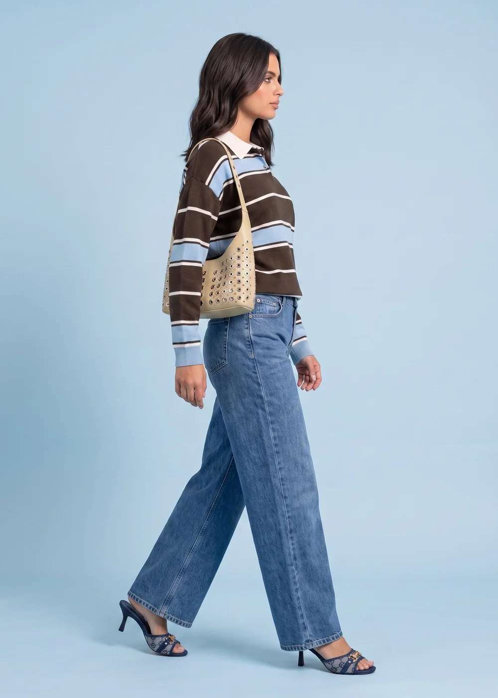 Urban Bliss Blue Wool Blend Stripe Jumper - S Image 2