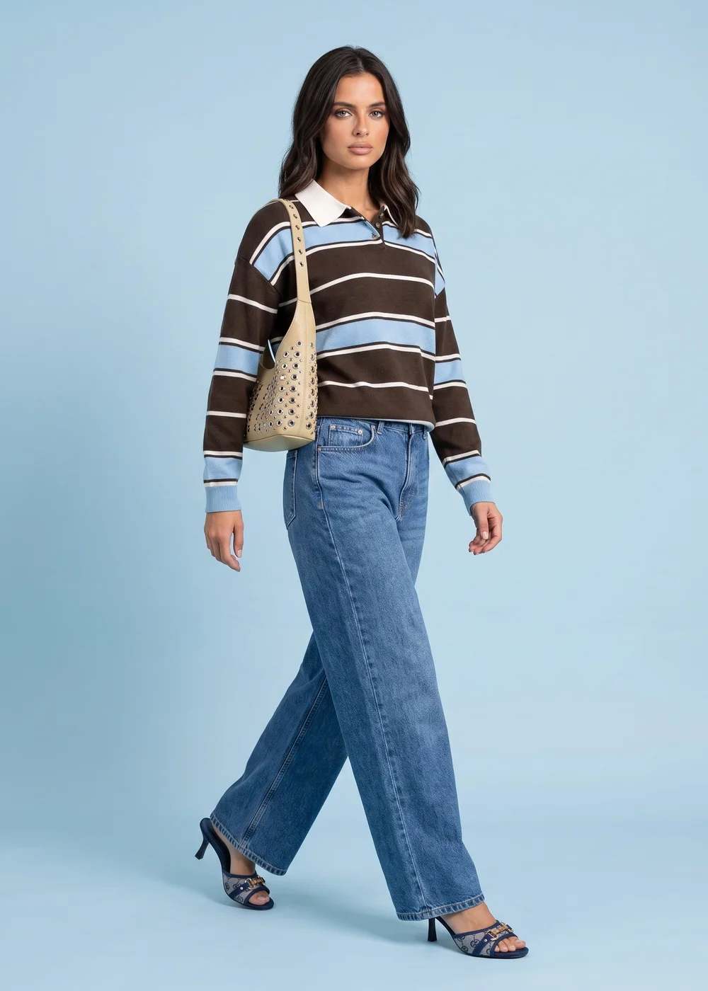 Urban Bliss Blue Wool Blend Stripe Jumper - S Image 1