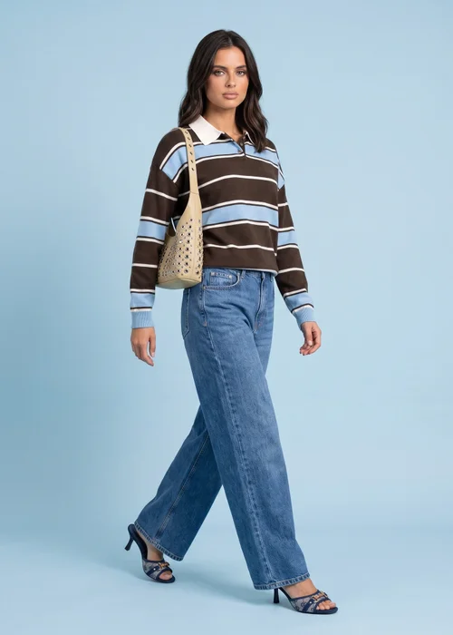 Urban Bliss Blue Wool Blend Stripe Jumper - S Image 1
