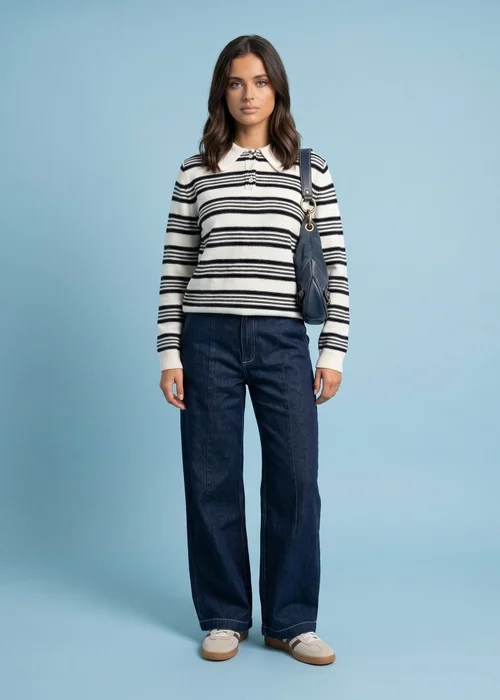 Urban Bliss Cream Stripe Jumper - S Image 1