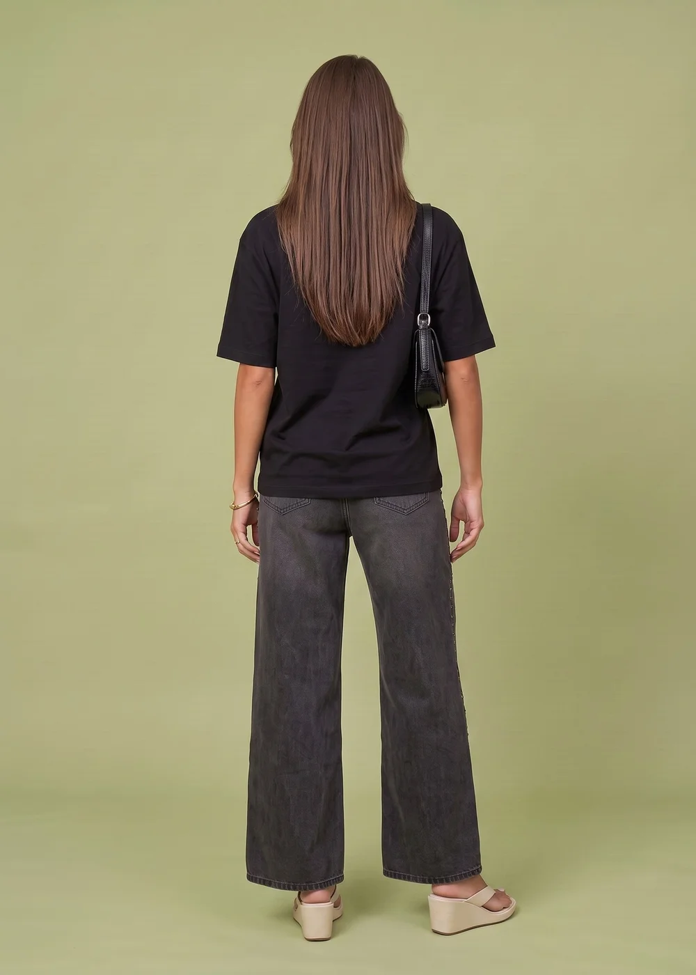 Urban Bliss Black Studded Wide Leg Jean - 12 Image 3