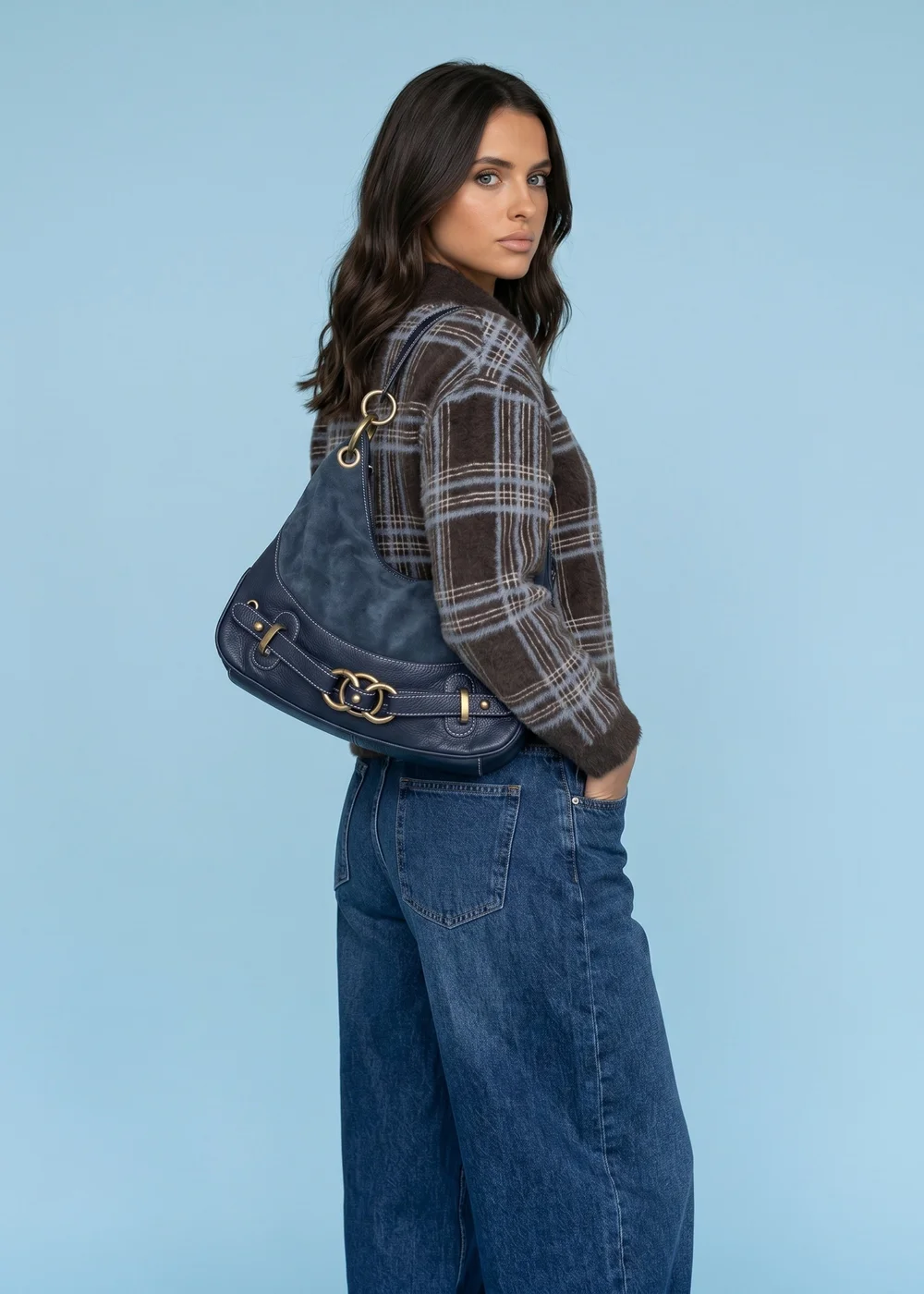 Urban Bliss Chocolate Check Zip Cardigan - L Image 3