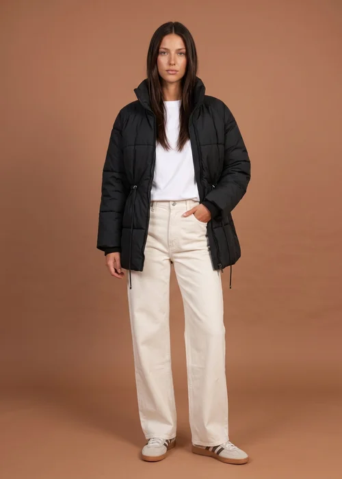 Urban Bliss Black Waisted Puffer Coat - 8 Image 1