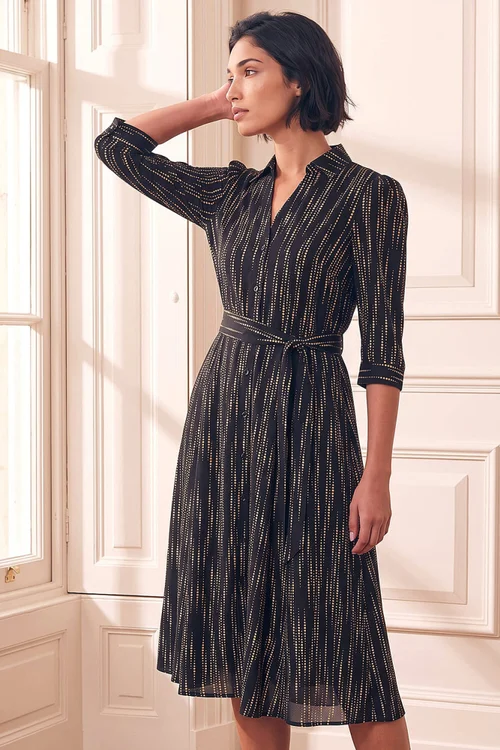 Roman Black Petite Abstract Shirt Dress - 10 Image 1