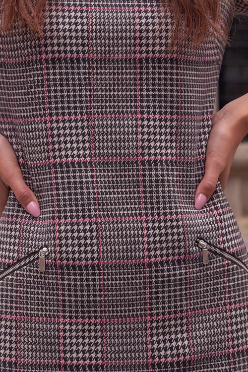 Roman Ivory Houndstooth Check Shift Dress - 16 Image 4