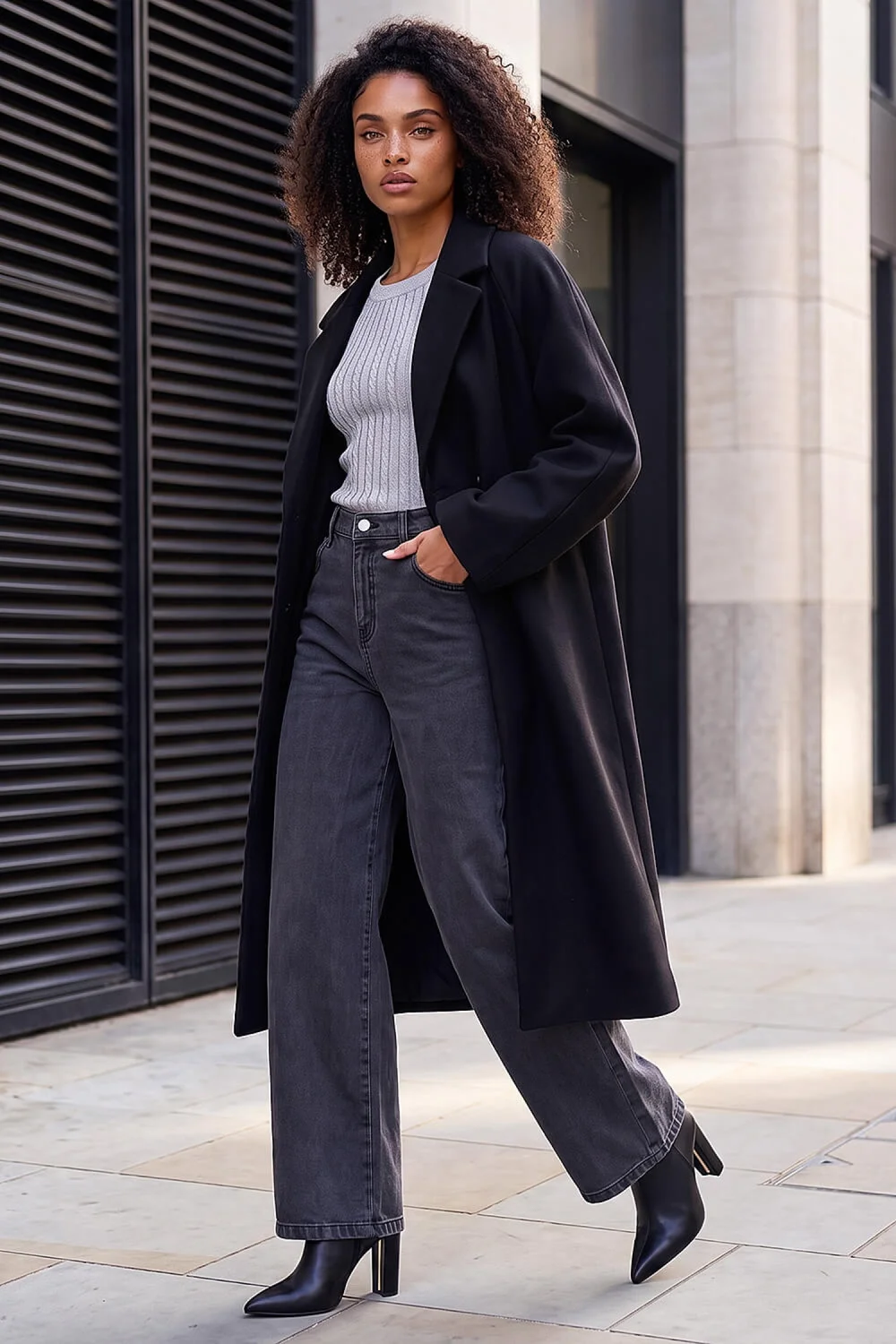 Dusk Black Single Breasted Longline Coat - 16 Image 1