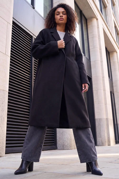 Dusk Black Single Breasted Longline Coat - 16 Image 2