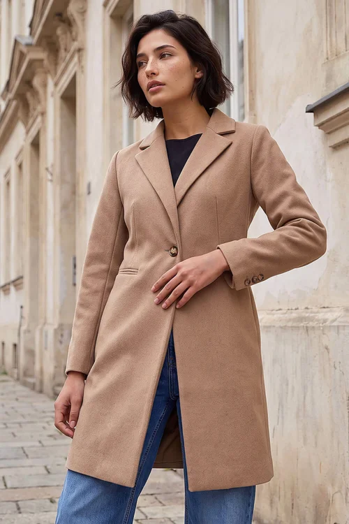 Roman Stone Petite Single Breasted Revere Coat - 16 Image 1