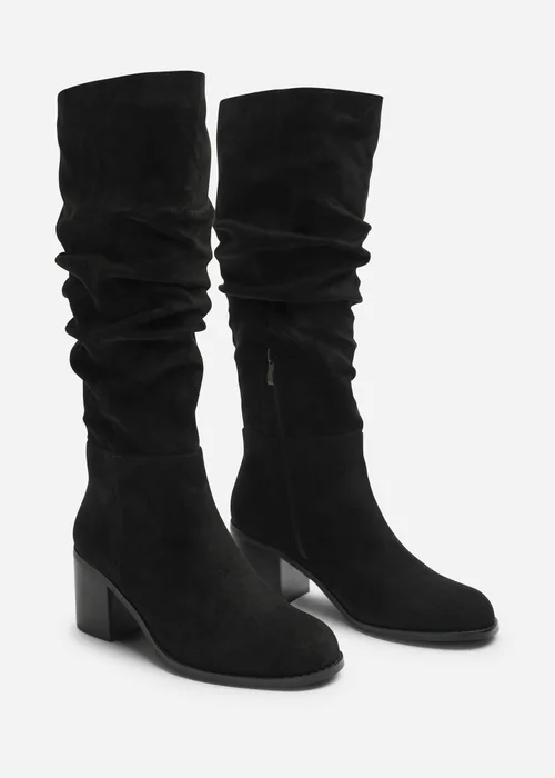 Where's That From Kalenae Black Ruched Block Knee High Boot - 5 Image 3