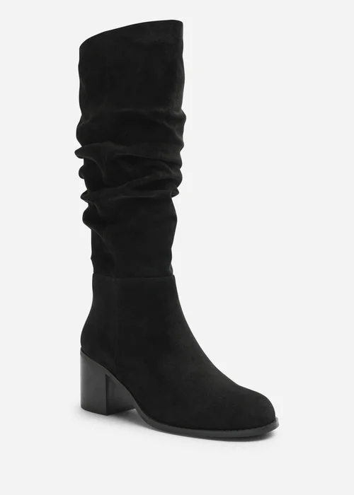 Where's That From Kalenae Black Ruched Block Knee High Boot - 5 Image 2