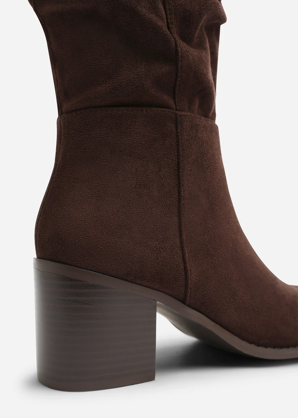 Where's That From Kalenae Dark Brown Ruched Block Knee High Boot - 5 Image 4