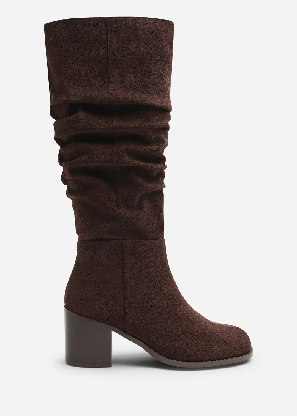 Where's That From Kalenae Dark Brown Ruched Block Knee High Boot - 5 Image 1