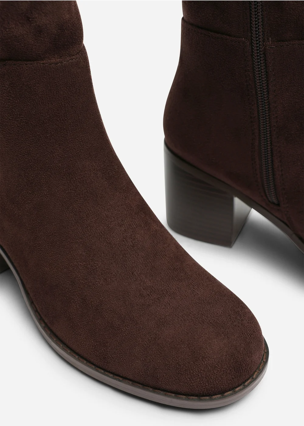 Where's That From Kalenae Dark Brown Ruched Block Knee High Boot - 5 Image 3